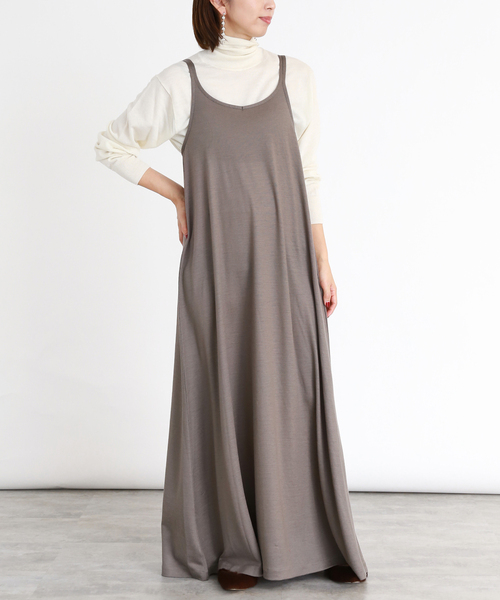 VERMEIL par iena（ヴェルメイユパーイエナ）の「フレアウールキャミソールワンピース（シャツワンピース・レディース・ライトグレー/ブラック・FREE）」の7枚目の写真