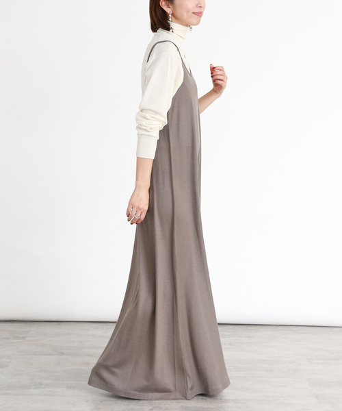 VERMEIL par iena（ヴェルメイユパーイエナ）の「フレアウールキャミソールワンピース（シャツワンピース・レディース・ライトグレー/ブラック・FREE）」の8枚目の写真