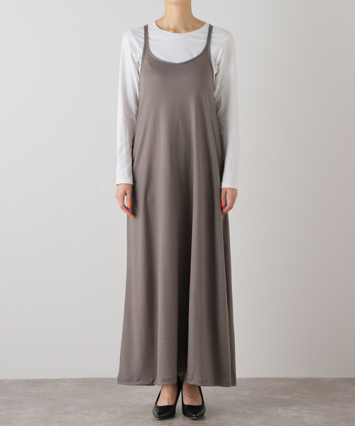 VERMEIL par iena（ヴェルメイユパーイエナ）の「フレアウールキャミソールワンピース（シャツワンピース・レディース・ライトグレー/ブラック・FREE）」の11枚目の写真