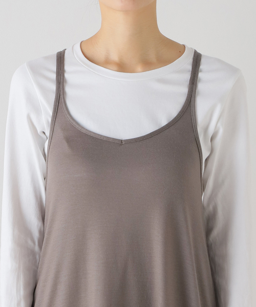 VERMEIL par iena（ヴェルメイユパーイエナ）の「フレアウールキャミソールワンピース（シャツワンピース・レディース・ライトグレー/ブラック・FREE）」の14枚目の写真