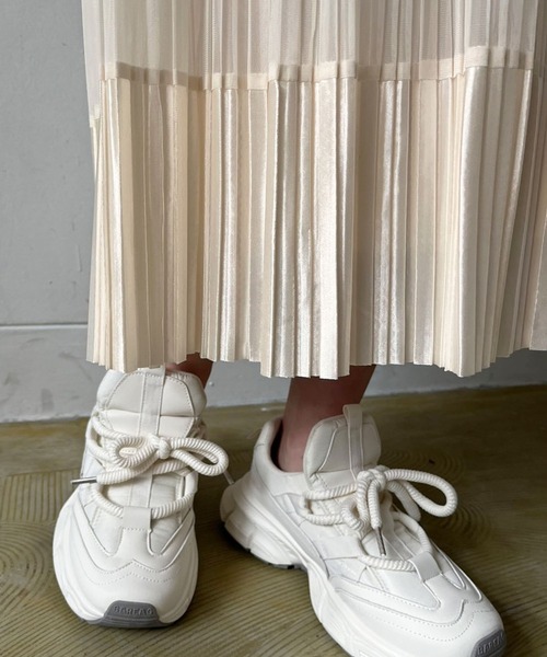 Jewelobe（ジュエローブ）の「サテンへムチュールプリーツスカート（スカート・レディース・ブラウン/アイボリー/ブラック・FREE）」の7枚目の写真