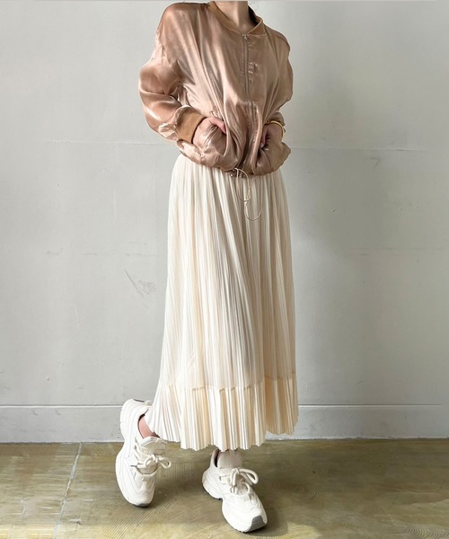 Jewelobe（ジュエローブ）の「サテンへムチュールプリーツスカート（スカート・レディース・ブラウン/アイボリー/ブラック・FREE）」の8枚目の写真