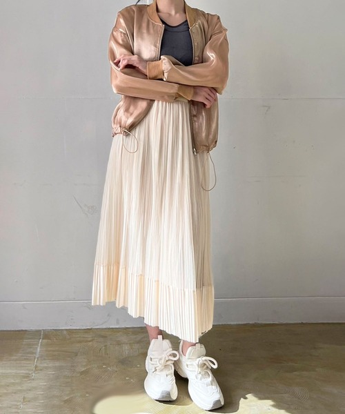 Jewelobe（ジュエローブ）の「サテンへムチュールプリーツスカート（スカート・レディース・ブラウン/アイボリー/ブラック・FREE）」の18枚目の写真