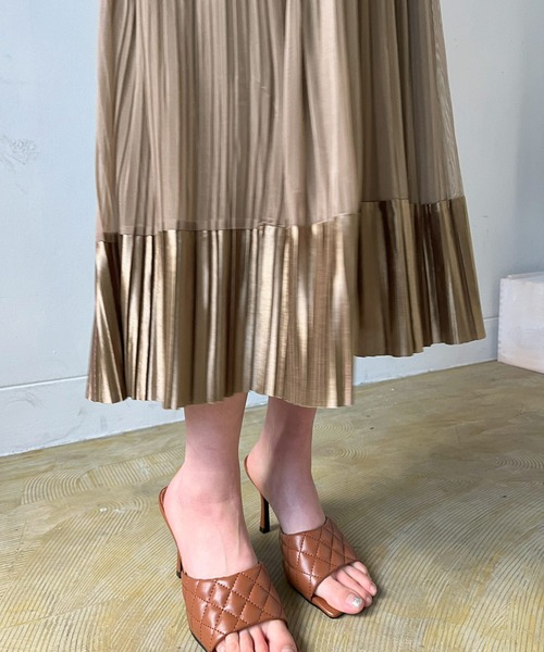 Jewelobe（ジュエローブ）の「サテンへムチュールプリーツスカート（スカート・レディース・ブラウン/アイボリー/ブラック・FREE）」の20枚目の写真