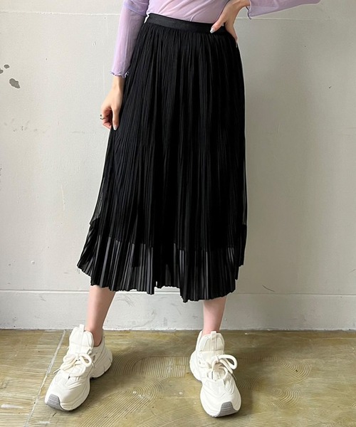 Jewelobe（ジュエローブ）の「サテンへムチュールプリーツスカート（スカート・レディース・ブラウン/アイボリー/ブラック・FREE）」の12枚目の写真