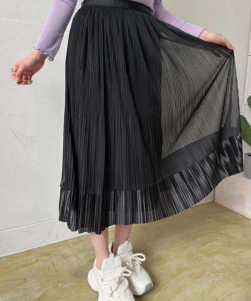 Jewelobe（ジュエローブ）の「サテンへムチュールプリーツスカート（スカート・レディース・ブラウン/アイボリー/ブラック・FREE）」の13枚目の写真