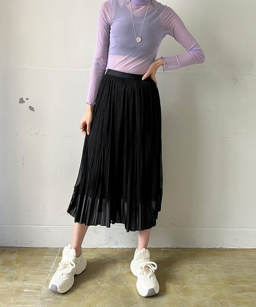 Jewelobe（ジュエローブ）の「サテンへムチュールプリーツスカート（スカート・レディース・ブラウン/アイボリー/ブラック・FREE）」の15枚目の写真