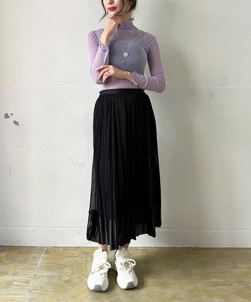 Jewelobe（ジュエローブ）の「サテンへムチュールプリーツスカート（スカート・レディース・ブラウン/アイボリー/ブラック・FREE）」の16枚目の写真