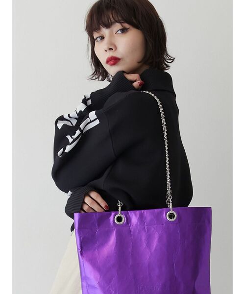 jouetie（ジュエティ）の「ハーフZIPロゴニットプルオーバー（ニット/セーター・レディース・アイボリー/ピンク/ブラック・MEDIUM）」の4枚目の写真