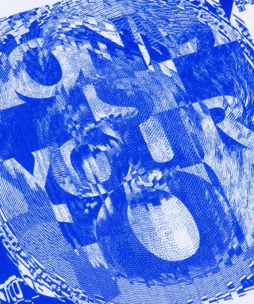 Sync.(スィンク)の「Sync.【KOSUKE KAWAMURA】TEE "MONEY IS YOUR GOD"(Tシャツ/カットソー・メンズ・ブラック/ホワイト×ブルー/ホワイト・MEDIUM/X-LARGE/XX-LARGE/LARGE/SMALL)」の6枚目の写真