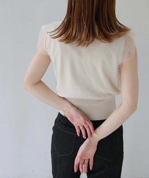 CLEIO（クレイオ）の「【CLEIO】チュールドッキングプルオーバー TULLE DOCKING PULLOVER/986-11636（ニット/セーター・レディース・アイボリー/ライトグリーン/ライトグレー・FREE）」の7枚目の写真