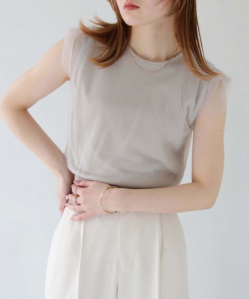 CLEIO（クレイオ）の「【CLEIO】チュールドッキングプルオーバー TULLE DOCKING PULLOVER/986-11636（ニット/セーター・レディース・アイボリー/ライトグリーン/ライトグレー・FREE）」の12枚目の写真