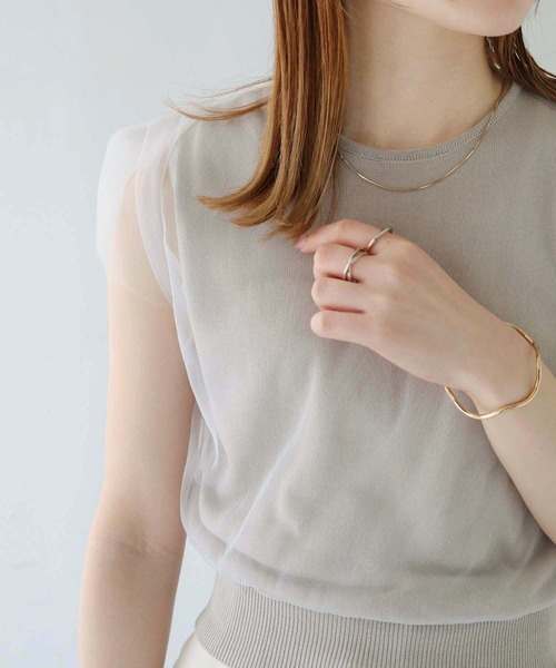 CLEIO（クレイオ）の「【CLEIO】チュールドッキングプルオーバー TULLE DOCKING PULLOVER/986-11636（ニット/セーター・レディース・アイボリー/ライトグリーン/ライトグレー・FREE）」の13枚目の写真