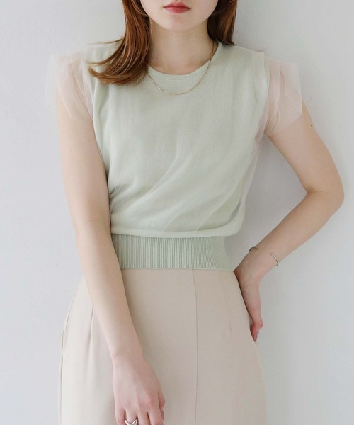 CLEIO（クレイオ）の「【CLEIO】チュールドッキングプルオーバー TULLE DOCKING PULLOVER/986-11636（ニット/セーター・レディース・アイボリー/ライトグリーン/ライトグレー・FREE）」の21枚目の写真