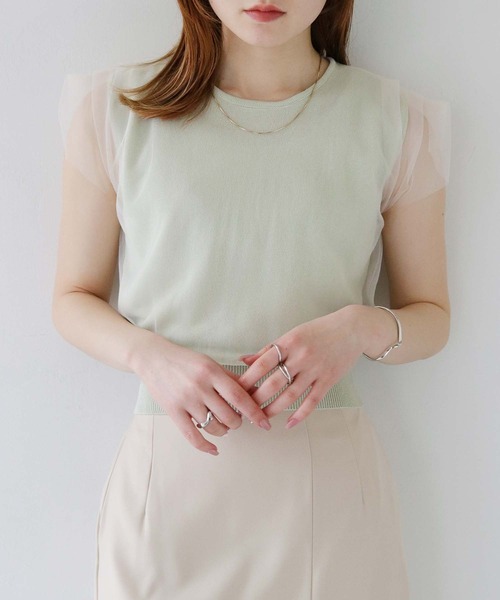 CLEIO（クレイオ）の「【CLEIO】チュールドッキングプルオーバー TULLE DOCKING PULLOVER/986-11636（ニット/セーター・レディース・アイボリー/ライトグリーン/ライトグレー・FREE）」の22枚目の写真