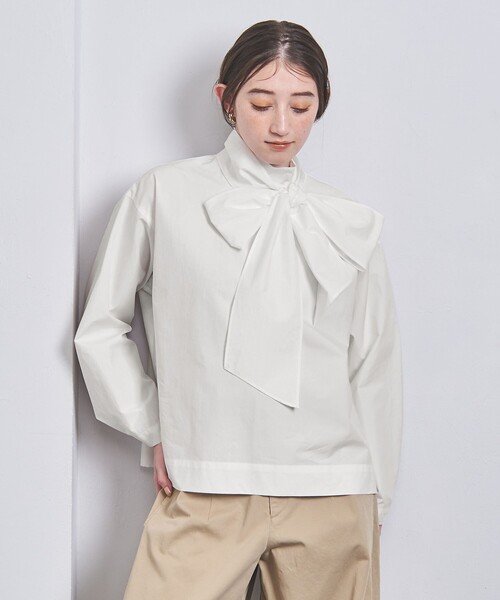 ユナイテッドアローズ UNITED ARROWS リボンブラウス ホワイト UNITED ARROWS ブラウス シャツ バックスリットリボン