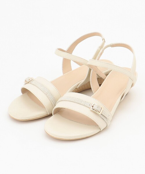 ANY SIS（エニィスィス）の「【23.0~24.5cm】リネン調ベルトプチウエッジ サンダル（サンダル・レディース・アイボリー系/ブラック系・LARGE/MEDIUM/SMALL/LL）」の3枚目の写真
