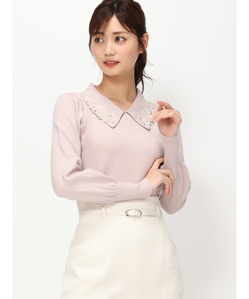 MISCH MASCH（ミッシュマッシュ）の「衿刺繍ニット/MM418307（ニット/セーター・レディース・ベージュ/ホワイト/ブルー/ピンク・ﾌﾘ-）」の13枚目の写真