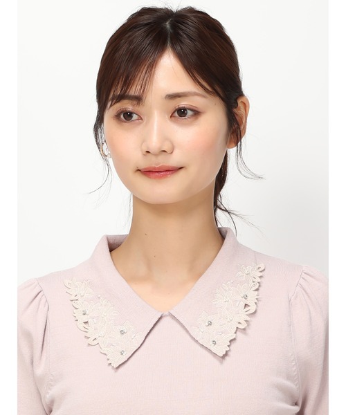 MISCH MASCH（ミッシュマッシュ）の「衿刺繍ニット/MM418307（ニット/セーター・レディース・ベージュ/ホワイト/ブルー/ピンク・ﾌﾘ-）」の10枚目の写真