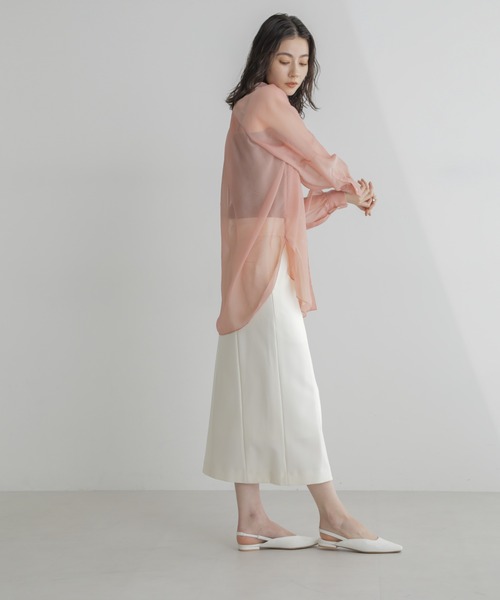 NANO universe（ナノユニバース）の「シャンブレーシアーシャツ（シャツ/ブラウス・レディース・ネイビー/オフホワイト/ピンク・FREE）」の20枚目の写真