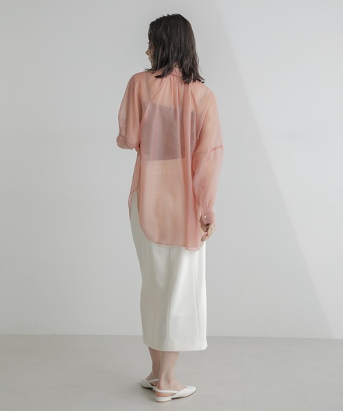 NANO universe（ナノユニバース）の「シャンブレーシアーシャツ（シャツ/ブラウス・レディース・ネイビー/オフホワイト/ピンク・FREE）」の21枚目の写真