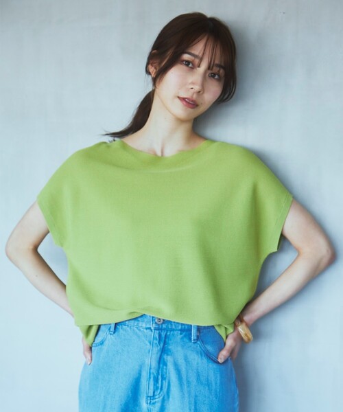 THE SHOP TK （ザ ショップ ティーケー ）の「◆【UVケア/アンチピリング/さらさら/洗える/WEB限定有】美人フレンチニット（ニット/セーター・レディース・ネイビー/ホワイト系5/オフホワイト/オレンジ系/グリーン/ブラウン系その他/スモーキーグリーン系9/ブルー系5・12/13）」の5枚目の写真