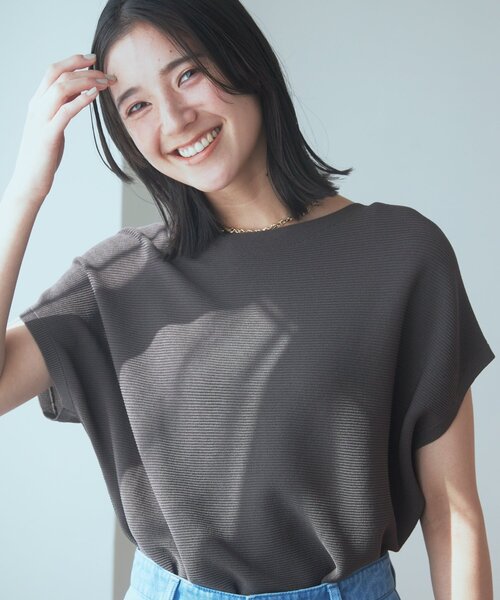 THE SHOP TK （ザ ショップ ティーケー ）の「◆【UVケア/アンチピリング/さらさら/洗える/WEB限定有】美人フレンチニット（ニット/セーター・レディース・ネイビー/ホワイト系5/オフホワイト/オレンジ系/グリーン/ブラウン系その他/スモーキーグリーン系9/ブルー系5・12/13）」の3枚目の写真