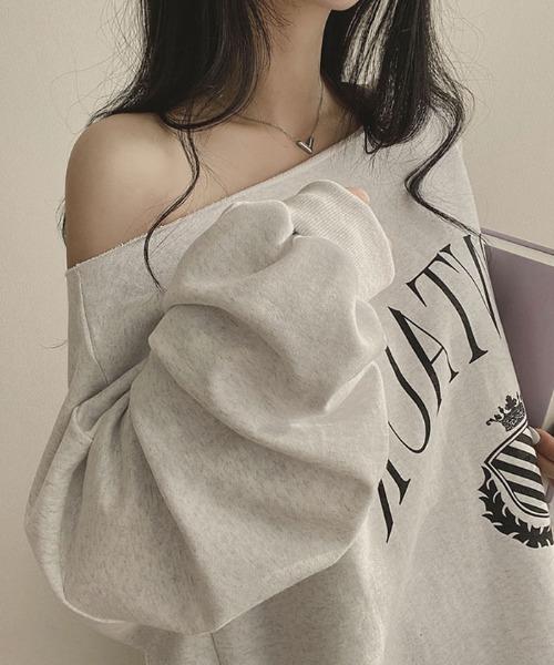 VIVID LADY(ビビッドレディー)の「オーバーフィットロゴ入り長袖トップス(Tシャツ/カットソー・レディース・ホワイト系その他/ネイビー/イエロー・FREE)」の10枚目の写真