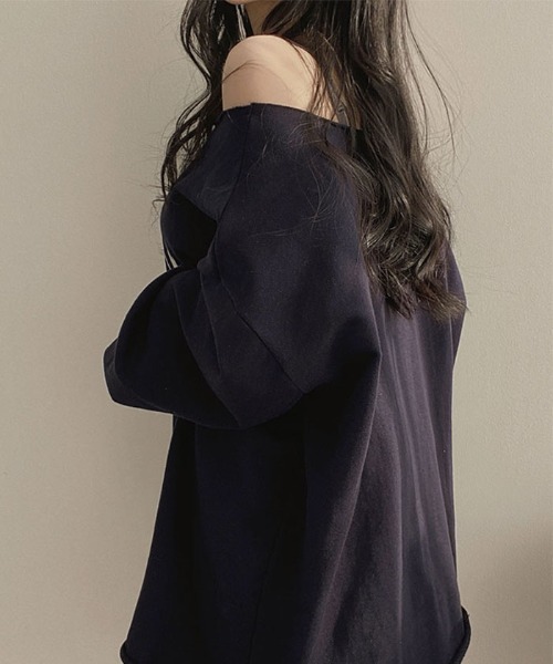 VIVID LADY(ビビッドレディー)の「オーバーフィットロゴ入り長袖トップス(Tシャツ/カットソー・レディース・ホワイト系その他/ネイビー/イエロー・FREE)」の13枚目の写真