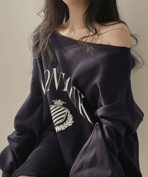 VIVID LADY(ビビッドレディー)の「オーバーフィットロゴ入り長袖トップス(Tシャツ/カットソー・レディース・ホワイト系その他/ネイビー/イエロー・FREE)」の14枚目の写真