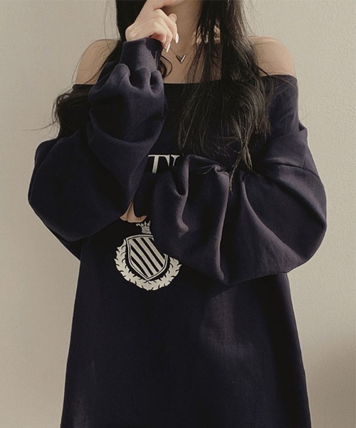 VIVID LADY(ビビッドレディー)の「オーバーフィットロゴ入り長袖トップス(Tシャツ/カットソー・レディース・ホワイト系その他/ネイビー/イエロー・FREE)」の15枚目の写真
