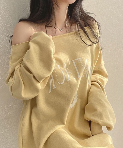 VIVID LADY(ビビッドレディー)の「オーバーフィットロゴ入り長袖トップス(Tシャツ/カットソー・レディース・ホワイト系その他/ネイビー/イエロー・FREE)」の16枚目の写真