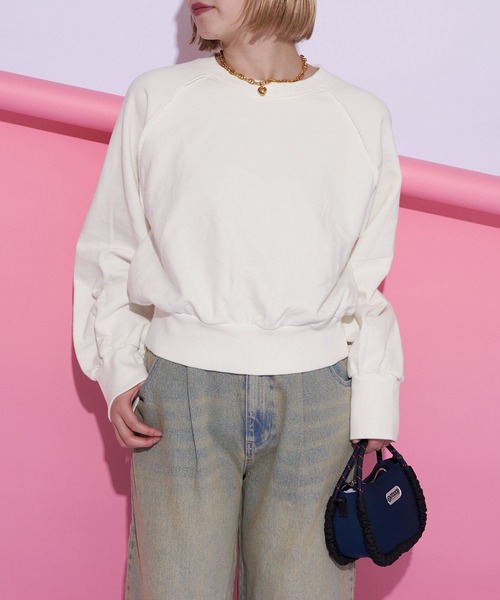 CIAOPANIC（チャオパニック）の「ピグメントオーバースウェット（スウェット・レディース・ベージュ/チャコールグレー/オフホワイト/ピンク/グリーン・FREE）」の2枚目の写真