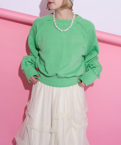 CIAOPANIC（チャオパニック）の「ピグメントオーバースウェット（スウェット・レディース・ベージュ/チャコールグレー/オフホワイト/ピンク/グリーン・FREE）」の19枚目の写真