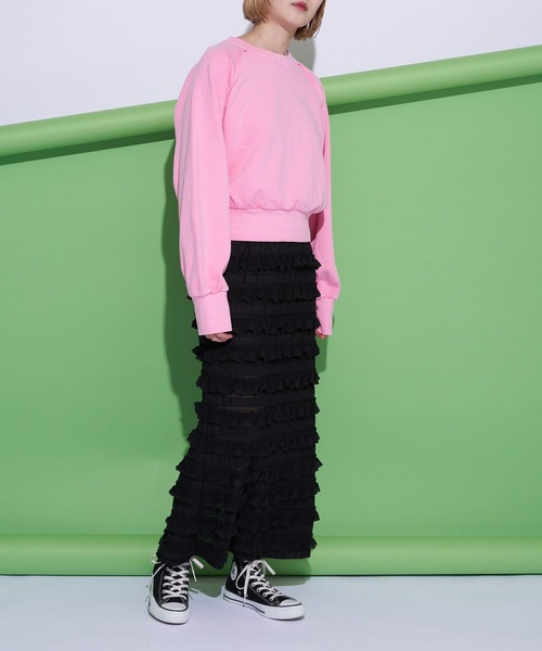 CIAOPANIC（チャオパニック）の「ピグメントオーバースウェット（スウェット・レディース・ベージュ/チャコールグレー/オフホワイト/ピンク/グリーン・FREE）」の8枚目の写真