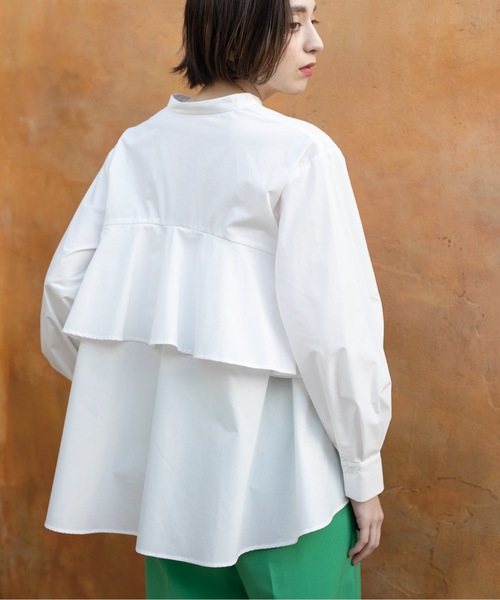 OPAQUE.CLIP（オペークドットクリップ）の「◆バックフリルスキッパーシャツブラウス／ストライプ柄アソート【洗濯機洗い可／UVケア】（シャツ/ブラウス・レディース・ホワイト/ベージュ系その他5/ライトブルー/ホワイト系3・42/40/38/36）」の8枚目の写真