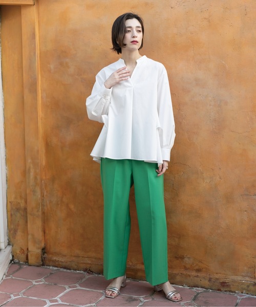 OPAQUE.CLIP（オペークドットクリップ）の「◆バックフリルスキッパーシャツブラウス／ストライプ柄アソート【洗濯機洗い可／UVケア】（シャツ/ブラウス・レディース・ホワイト/ベージュ系その他5/ライトブルー/ホワイト系3・42/40/38/36）」の9枚目の写真