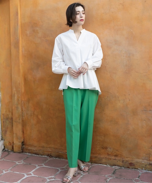 OPAQUE.CLIP（オペークドットクリップ）の「◆バックフリルスキッパーシャツブラウス／ストライプ柄アソート【洗濯機洗い可／UVケア】（シャツ/ブラウス・レディース・ホワイト/ベージュ系その他5/ライトブルー/ホワイト系3・42/40/38/36）」の10枚目の写真