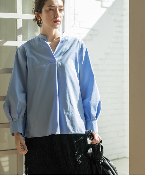 OPAQUE.CLIP（オペークドットクリップ）の「◆バックフリルスキッパーシャツブラウス／ストライプ柄アソート【洗濯機洗い可／UVケア】（シャツ/ブラウス・レディース・ホワイト/ベージュ系その他5/ライトブルー/ホワイト系3・42/40/38/36）」の15枚目の写真