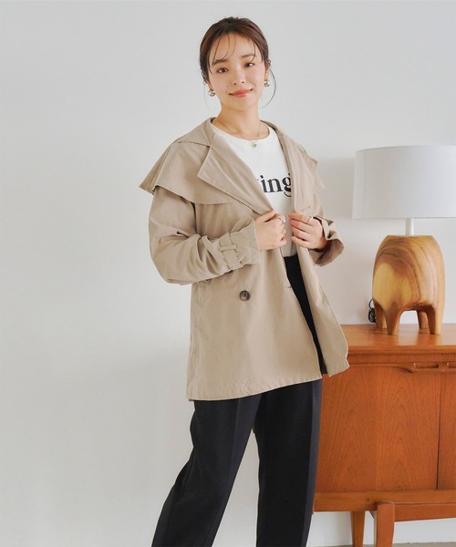 titivate(ティティベイト)の「フリル襟ミドルコート(トレンチコート・レディース・ベージュ・M)」の9枚目の写真