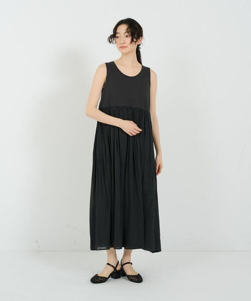 conges payes ADIEU TRISTESSE（コンジェ ペイエ アデュートリステス）の「2重布帛ノースリーブワンピース（ワンピース・レディース・アイボリー/ブルーグレー/ブラック/ライトグレー・FREE）」の12枚目の写真