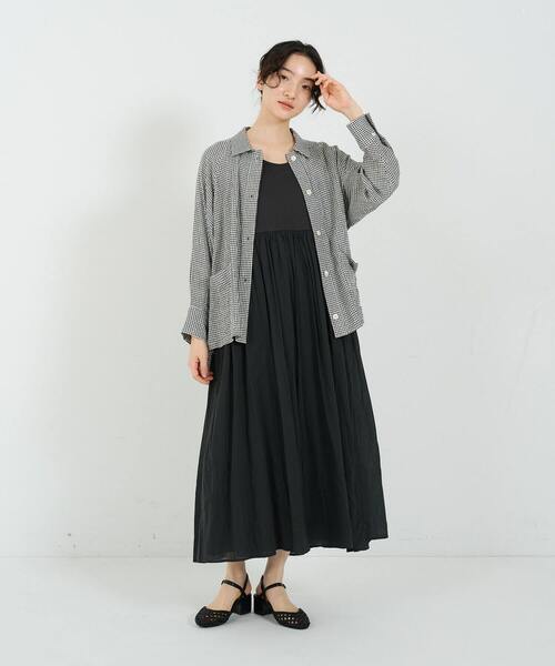 conges payes ADIEU TRISTESSE（コンジェ ペイエ アデュートリステス）の「2重布帛ノースリーブワンピース（ワンピース・レディース・アイボリー/ブルーグレー/ブラック/ライトグレー・FREE）」の13枚目の写真