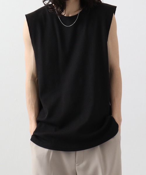 SUGGESTION（サジェッション）の「SUGGESTION ワッフルノースリーブタンクトップ（タンクトップ・メンズ・ブラック/ブラック系その他2/ブラック系その他/ホワイト系その他2/ホワイト系その他/ホワイト・L/M）」の6枚目の写真