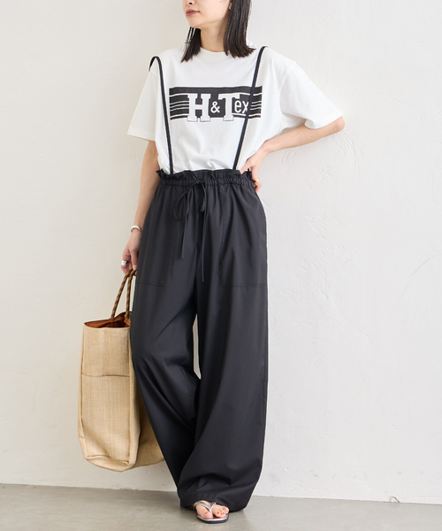 blacksign ファーマーズパンツ　ワークパンツ　サスペンダー　裾処理無し FIRMUM フィルマム / 16/- ムラ綿糸サテンサスペンダーパンツ BLACK