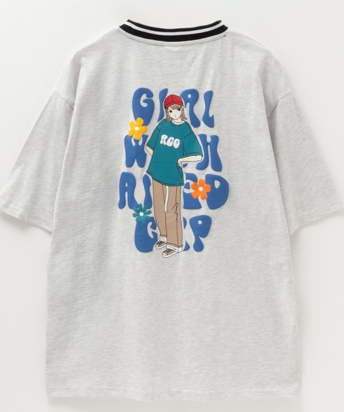 顔Tシャツ（袋違い） セール】RED CAP GIRL 発泡プリントラインリブ T-shirt（Tシャツ