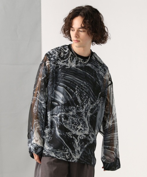 HARE（ハレ）の「PANORAMA-WATERシアープルオーバー(HARE)（Tシャツ/カットソー・メンズ・ブルー/ブラック・FREE）」の4枚目の写真