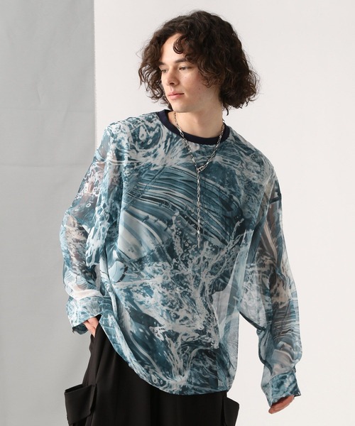 HARE（ハレ）の「PANORAMA-WATERシアープルオーバー(HARE)（Tシャツ/カットソー・メンズ・ブルー/ブラック・FREE）」の6枚目の写真