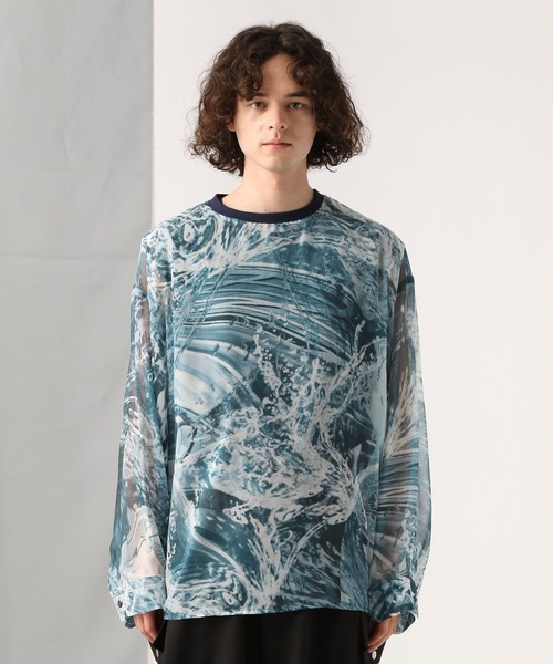 HARE（ハレ）の「PANORAMA-WATERシアープルオーバー(HARE)（Tシャツ/カットソー・メンズ・ブルー/ブラック・FREE）」の7枚目の写真