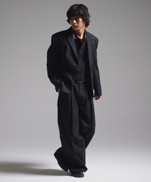 ERL ブラック レイヤード ポロシャツ M ERL ブラック レイヤード ポロシャツ M ERL ブラック レイヤード