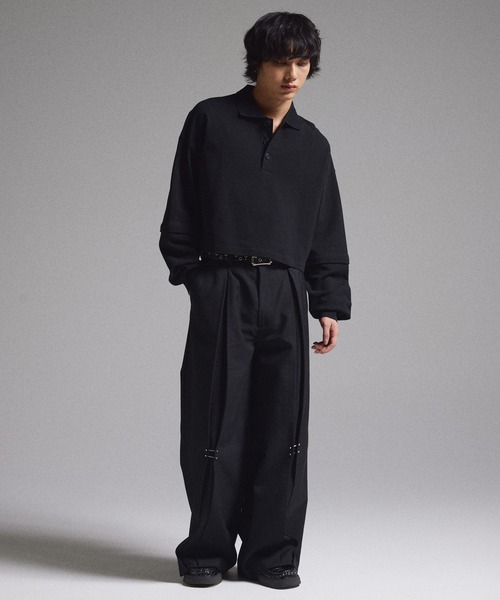 セール】【GRANCY】Ziplayered Wideshort Poloshirt / ジップ